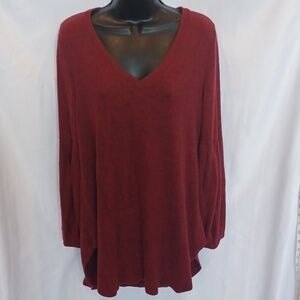 Emerald Brand Slip Into Comfort Burgundy puff sleeve Vneck boutique Sweater
